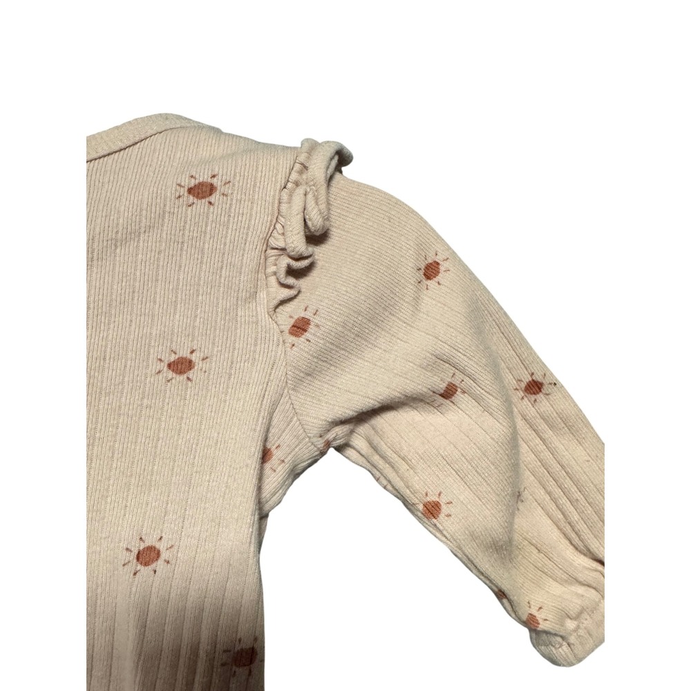 Rabbit Bear Organic Sun Print Ruffle Long Sleeve Baby Girl Bodysuit 6-9 Months - Picture 9 of 9